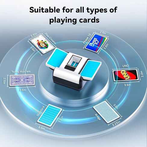 Gelabur Automatic Card Shuffler, Rechargeable Card shuffler Machine for 1-2 Decks, Low Noise Dual Mode Electric Card shuffler for UNO, Texas Hold’em, Blackjack, Skip-Bo, Phase 10 in Kuwait