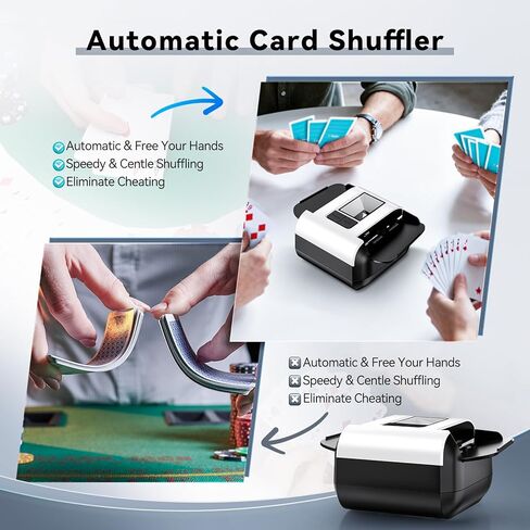 Gelabur Automatic Card Shuffler, Rechargeable Card shuffler Machine for 1-2 Decks, Low Noise Dual Mode Electric Card shuffler for UNO, Texas Hold’em, Blackjack, Skip-Bo, Phase 10 in Kuwait
