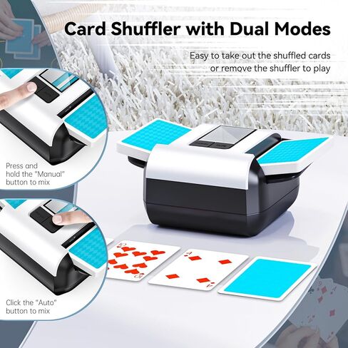 Gelabur Automatic Card Shuffler, Rechargeable Card shuffler Machine for 1-2 Decks, Low Noise Dual Mode Electric Card shuffler for UNO, Texas Hold’em, Blackjack, Skip-Bo, Phase 10 in Kuwait