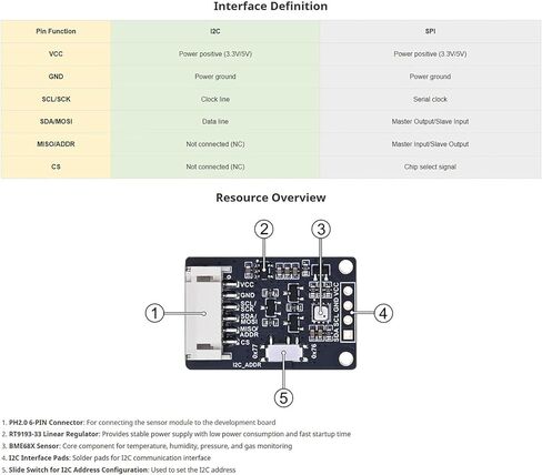 BME680 Environmental Sensor - Temperature Humidity Pressure Gas Sensor with SPI/I2C, High-Precision Air Quality Monitor for Arduino & Raspberry Pi in Saudi Arabia