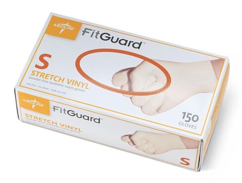 Medline FG1501H FitGuard Stretch Vinyl Exam Gloves, Small, Cream (Box of 150) in Saudi Arabia