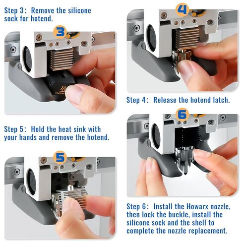 قطعتان من فوهة Hotend الصغيرة A1/A1 مقاس 0.4 مم من الفولاذ المقوى مع 4 قطع غطاء سيليكون لسلسلة Bambu Hotend A1 فقط (بما في ذلك Bambu A1/A1 Mini) in Kuwait