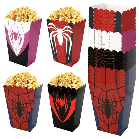 24 Pcs Spider Theme Popcorn Boxes Food Service Supply Snack Candy Goodie Treat Boxes Cardboard Popcorn Bucket Containers for Spider Movie Fans Birthday Party Decorations in Saudi Arabia