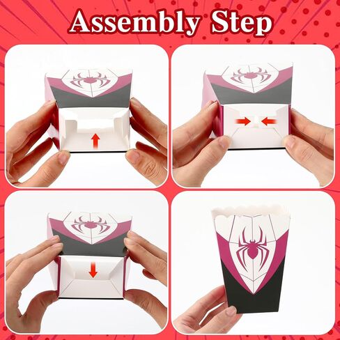 24 Pcs Spider Theme Popcorn Boxes Food Service Supply Snack Candy Goodie Treat Boxes Cardboard Popcorn Bucket Containers for Spider Movie Fans Birthday Party Decorations in Saudi Arabia