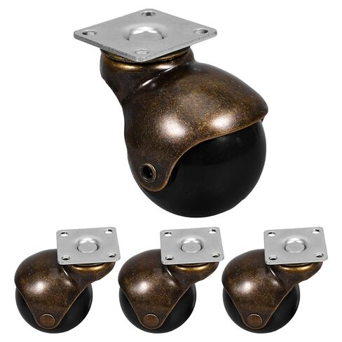 SEWACC 4pcs 2-inch Universal Ball Caster Wheels with Side Brake, Silent Swivel Heavy Duty Furniture Casters for Medical Equipment, Cabinets, and Trolleys in Antique Bronze in Saudi Arabia