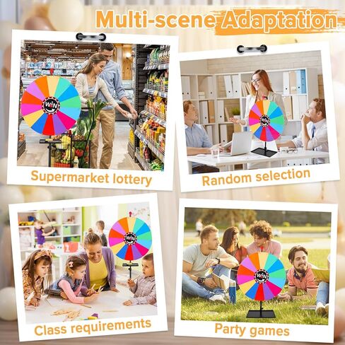 عجلة جائزة مقاس 24 بوصة، عجلة جائزة دوارة بارتفاع 37 بوصة - 65 بوصة قابلة للتعديل لسطح المكتب والحامل الأرضي، عجلة سحب ذات 14 فتحة ملونة مع أقلام مسح جافة وممحاة مناسبة للحفلات والكرنفالات والمعارض التجارية in Kuwait