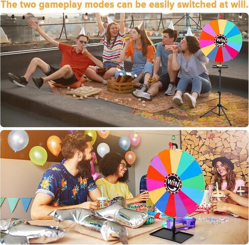 عجلة جائزة مقاس 24 بوصة، عجلة جائزة دوارة بارتفاع 37 بوصة - 65 بوصة قابلة للتعديل لسطح المكتب والحامل الأرضي، عجلة سحب ذات 14 فتحة ملونة مع أقلام مسح جافة وممحاة مناسبة للحفلات والكرنفالات والمعارض التجارية in Kuwait