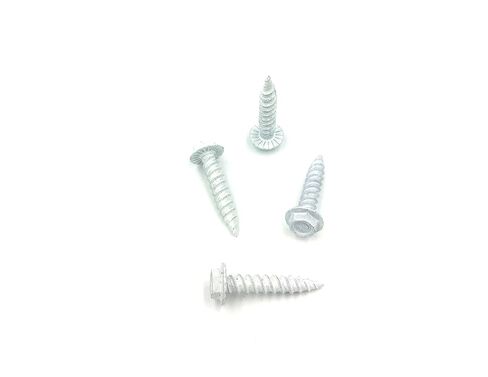#10 x 1" Hex Washer Head Sheet Metal Screw, 8 Head, 10 Washer, Type 17 Point, FWD Serrations (100, White) in Saudi Arabia