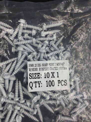 #10 x 1" Hex Washer Head Sheet Metal Screw, 8 Head, 10 Washer, Type 17 Point, FWD Serrations (100, White) in Saudi Arabia