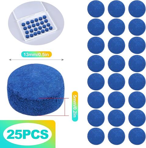 25 عبوة من أطراف عصا حمام السباحة مقاس 13 مم - مجموعة بديلة من الجلد الصلب الفاخر لحمام السباحة والسنوكر والبلياردو، تتضمن صندوق تخزين - طقم أداء وإصلاح دقيق لتاكو دي بيلار، أزرق in Kuwait