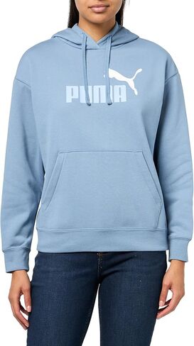 PUMA Women's Essentials Logo Fleece Hoodie (Available in Plus Sizes), Cool Blue AH25 in Saudi Arabia