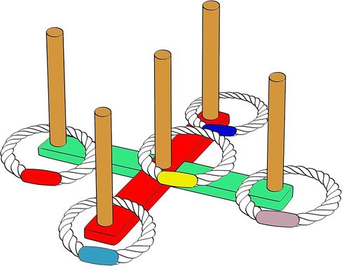 لعبة رمي الحلقات للاستخدام الخارجي - 25 حبلًا، 5 أوتاد، 1 حقيبة حمل - ساحة، ألعاب خارجية للبالغين والعائلة - حلقات رمي ​​الحلقات، الفناء الخلفي، الحصان، المرح، الحديقة، الخارج، داخلي، ألعاب رمي الحلقات للبالغين in Kuwait