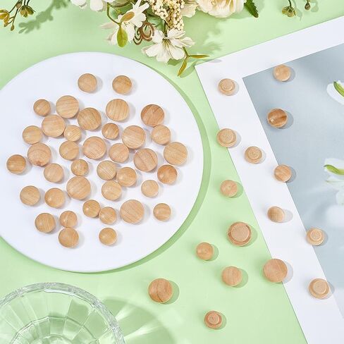 GORGECRAFT 160Pcs 4 Styles Wood Plugs 2/5, 1/2, 3/5, 3/4 Inch Wooden Screw Hole Plugs Button Stoppers Mushroom Hardwood Hole Stoppers for Gaps in Locking Tube Furniture Table Chair Legs Cabinet in Kuwait