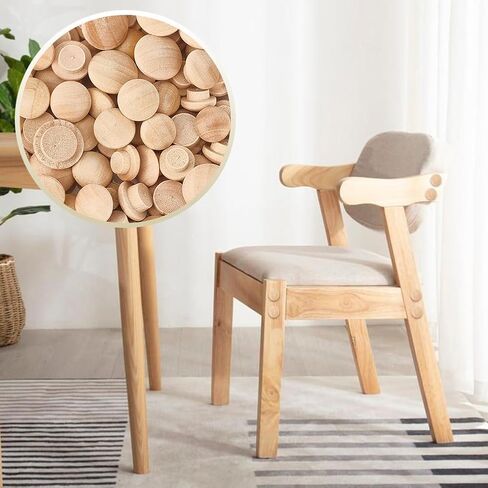 GORGECRAFT 160Pcs 4 Styles Wood Plugs 2/5, 1/2, 3/5, 3/4 Inch Wooden Screw Hole Plugs Button Stoppers Mushroom Hardwood Hole Stoppers for Gaps in Locking Tube Furniture Table Chair Legs Cabinet in Kuwait
