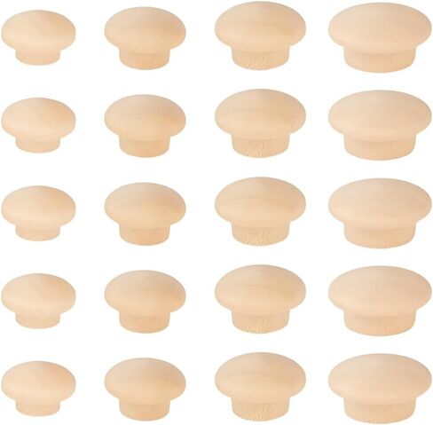 GORGECRAFT 160Pcs 4 Styles Wood Plugs 2/5, 1/2, 3/5, 3/4 Inch Wooden Screw Hole Plugs Button Stoppers Mushroom Hardwood Hole Stoppers for Gaps in Locking Tube Furniture Table Chair Legs Cabinet in Kuwait