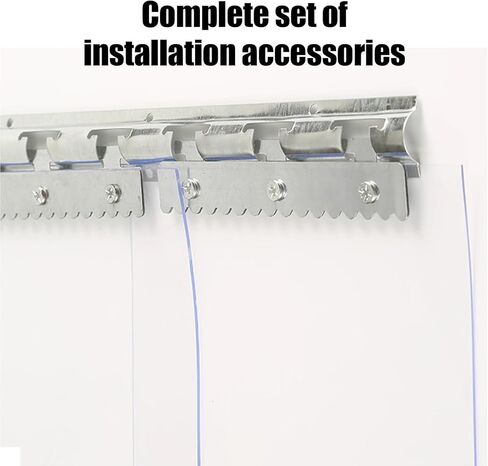 ستارة باب بشريط من الفينيل الشفاف من الدرجة الصناعية، لفة ستارة PVC عازلة للحرارة لممرات التبريد ومداخل المرآب، 88.58 × 86.61 بوصة (عرض 225 × ارتفاع 220 سم) in Kuwait