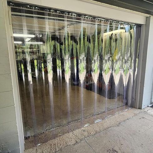 ستارة باب بشريط PVC معزول حراريًا، مقاومة للماء والرياح لتكييف الهواء والتحكم في المناخ، غطاء باب شفاف ناعم (W195xH270cm/76.77x106.3in) in Kuwait