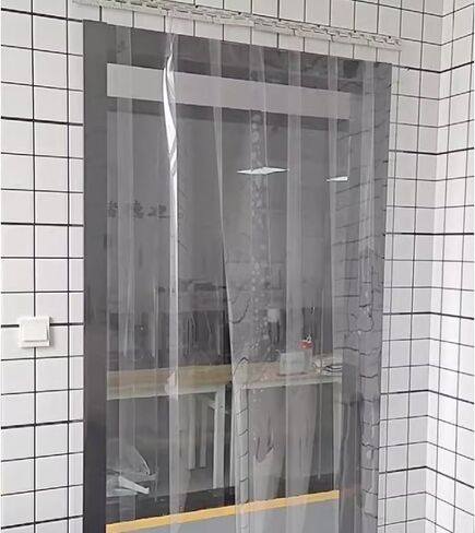 طقم ستائر باب بشريط PVC شفاف - ستائر باب ناعمة مقاومة للماء للمستودع، السوبر ماركت، المصنع، المرآب، المرحاض، السلالم (W75xH190cm/29.53x74.8in) in Kuwait