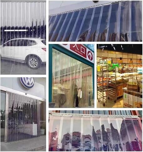 طقم ستائر باب بشريط PVC شفاف - ستائر باب ناعمة مقاومة للماء للمستودع، السوبر ماركت، المصنع، المرآب، المرحاض، السلالم (W75xH190cm/29.53x74.8in) in Kuwait