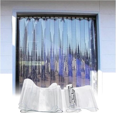 مجموعة ستائر شريطية من الفينيل للأبواب التجارية - شرائط بلاستيكية شفافة للتحكم في درجة الحرارة، وإدارة الوصول في المجمدات والمبردات والمستودعات، موفرة للطاقة، متينة، سهلة التركيب in Kuwait