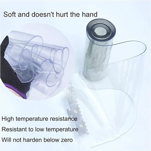 مجموعة ستائر شريطية من الفينيل للأبواب التجارية - شرائط بلاستيكية شفافة للتحكم في درجة الحرارة، وإدارة الوصول في المجمدات والمبردات والمستودعات، موفرة للطاقة، متينة، سهلة التركيب in Kuwait