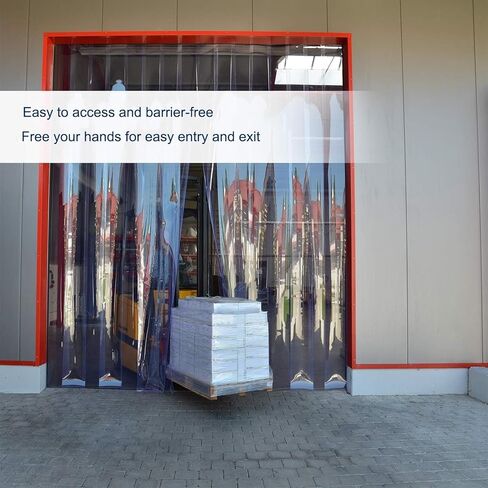 مجموعة ستائر شريطية من الفينيل للأبواب التجارية - شرائط بلاستيكية شفافة للتحكم في درجة الحرارة، وإدارة الوصول في المجمدات والمبردات والمستودعات، موفرة للطاقة، متينة، سهلة التركيب in Kuwait