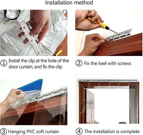 مجموعة ستائر شريطية من الفينيل للأبواب التجارية - شرائط بلاستيكية شفافة للتحكم في درجة الحرارة، وإدارة الوصول في المجمدات والمبردات والمستودعات، موفرة للطاقة، متينة، سهلة التركيب in Kuwait