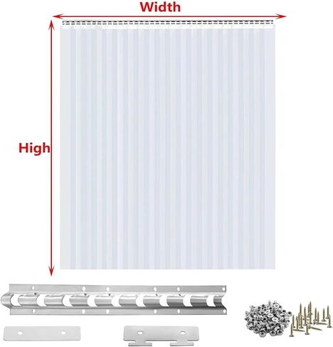 مجموعة ستائر شريطية من الفينيل للأبواب التجارية - شرائط بلاستيكية شفافة للتحكم في درجة الحرارة، وإدارة الوصول في المجمدات والمبردات والمستودعات، موفرة للطاقة، متينة، سهلة التركيب in Kuwait
