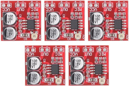 Estink 5 قطع وحدة مضخم ميكروفون كهربائي مكون إلكتروني مع شريحة مضخم الطاقة LM386 مكاسب قابلة للتعديل 20-200x DC 4V-12V لميكروفون كهربائي صغير in Saudi Arabia