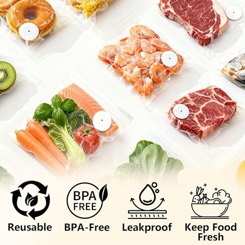 30 عبوة من أكياس تفريغ الهواء القابلة لإعادة الاستخدام من أجل Natupo، أكياس Sous Vide شديدة التحمل خالية من مادة BPA (15 متوسطة، 15 كبيرة) مع مشبكين للغلق، أكياس تخزين طعام مضادة للتسرب للفريزر والميكروويف وإعداد الوجبات in Kuwait