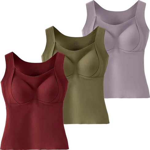 3PCS Thermal Tank Top Women Welfaries Women's Thermal Tank Tops with Built-in Bra Thermal Bra Underwear in Saudi Arabia