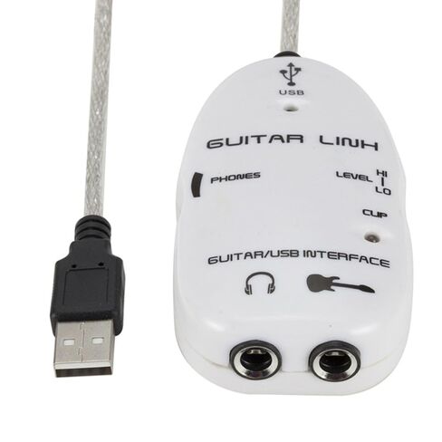 جهاز تسجيل محول واجهة الصوت USB من Walfront Guitar للكمبيوتر الشخصي مع مخرج سماعة رأس ستيريو يعمل بمنفذ USB للمراقبة مع مكبرات صوت الشاشة النشطة (أبيض) in Kuwait
