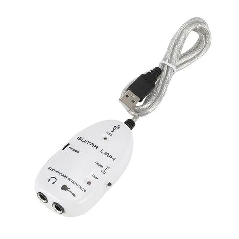 جهاز تسجيل محول واجهة الصوت USB من Walfront Guitar للكمبيوتر الشخصي مع مخرج سماعة رأس ستيريو يعمل بمنفذ USB للمراقبة مع مكبرات صوت الشاشة النشطة (أبيض) in Kuwait