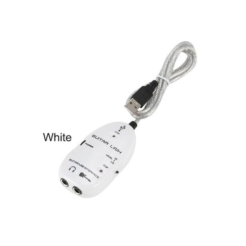 جهاز تسجيل محول واجهة الصوت USB من Walfront Guitar للكمبيوتر الشخصي مع مخرج سماعة رأس ستيريو يعمل بمنفذ USB للمراقبة مع مكبرات صوت الشاشة النشطة (أبيض) in Kuwait