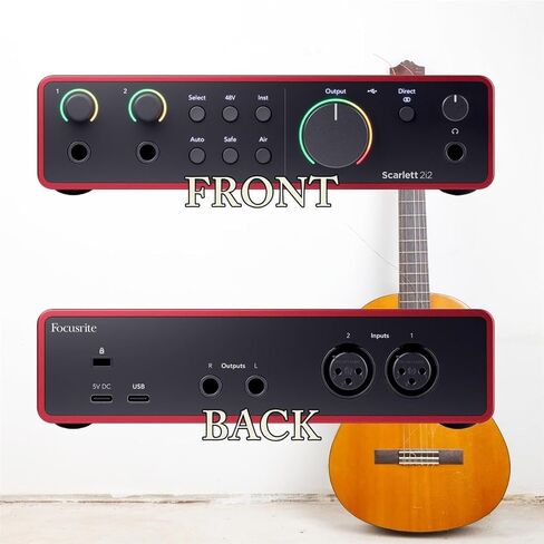 واجهة USB من Focusrite Scarlett 2i2 الجيل الرابع مع مجموعة برامج، حزمة مع سماعات رأس Baco Studio المغلقة وكابل ميكروفون XLR مقاس 15 بوصة، وفلتر بوب مع عنق الإوز (4 عناصر) in Kuwait
