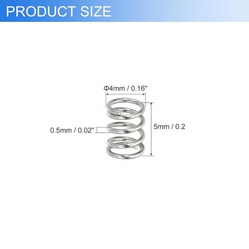 uxcell 10Pcs Compression Springs, 0.5mm Wire Diameter x 4mm OD x 5mm Length 304 Stainless Steel Extension Spring Ballpoint Pen Pressure Springs for Shop Home Repairs, Silver in Saudi Arabia