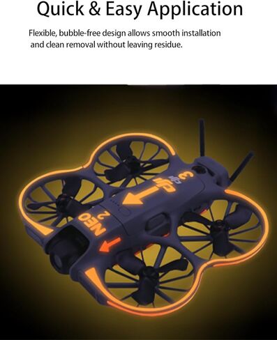 ملصق يتوهج في الظلام لطائرة DJI NEO 2 بدون طيار، طبقة حماية مقاومة للخدش ومقاومة للماء من WUNIAK، (برتقالي أحمر) in Saudi Arabia