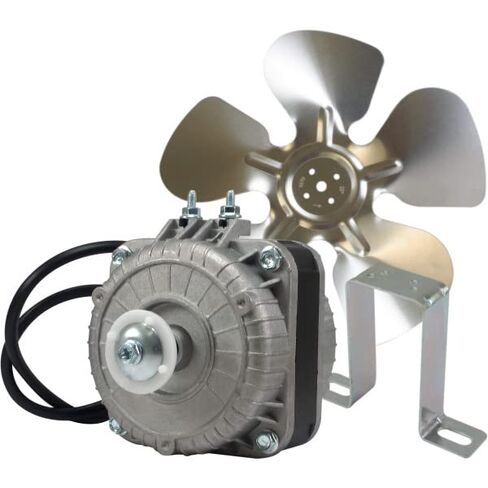 Appli Parts APFM-51E 5W Refrigeration Condenser and Evaporator Motor 115V 60Hz 0.4A 1450rpm Includes Base and 8in Aluminum Fan Blade CCW Shaft end Universal fit in Saudi Arabia