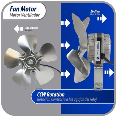 Appli Parts APFM-51E 5W Refrigeration Condenser and Evaporator Motor 115V 60Hz 0.4A 1450rpm Includes Base and 8in Aluminum Fan Blade CCW Shaft end Universal fit in Saudi Arabia