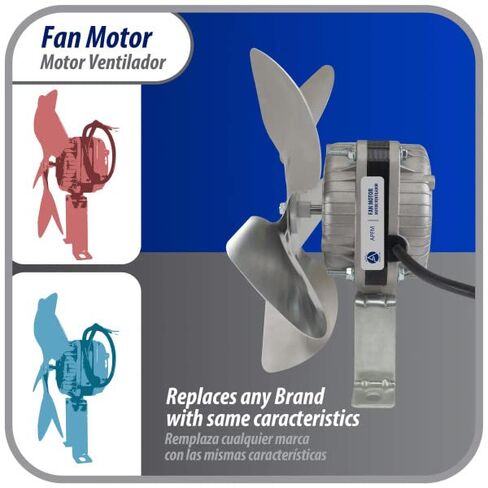 Appli Parts APFM-51E 5W Refrigeration Condenser and Evaporator Motor 115V 60Hz 0.4A 1450rpm Includes Base and 8in Aluminum Fan Blade CCW Shaft end Universal fit in Saudi Arabia