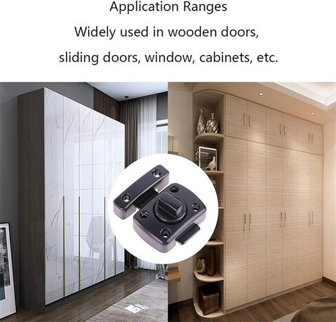 Slide Latch,Gate Bolt Lock,Bolt Sliding Door Lock, 1Pcs Black Door Latch Household Thicken Safety Guard Anti Thief Zinc Alloy Bolt Latch for Door Window Cabinet in Saudi Arabia