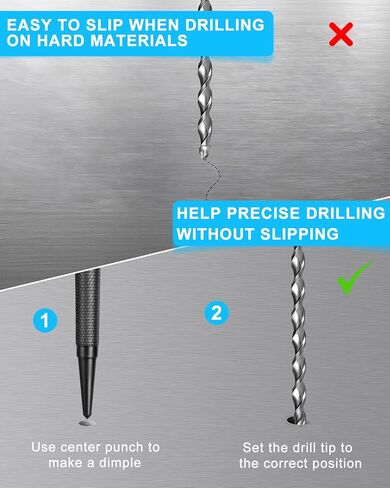 مجموعة خرامة أظافر وخرامة مركزية مكونة من 4 قطع، فولاذ Cr-V مقوى مع مقبض مخرش مانع للانزلاق، 3/32 بوصة، 1/32 بوصة، أداة ضبط أظافر 1/16 بوصة وأداة ثقب مركزية 1/8 بوصة للمعادن/أعمال الخشب، أسود in Kuwait