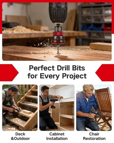 مجموعة لقم الثقب الغاطسة 7 قطع، 4 قطع لقم الثقب المدبب ذات أربعة فلوت HSS M2 وطوق إيقاف العمق قابل للتعديل، لقمة غاطسة خشبية مع مفتاح ربط لأعمال النجارة 82 درجة، والخشب الرقائقي وMDF DIY in Kuwait