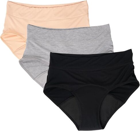 Evella Incontinence Underwear for Women - Washable Leak Proof Underwear for Women 55+ - Reusable Protection Panties for Bladder Leaks - 3-Pack (Black, Beige, Grey) - Updated Design X-Large in Saudi Arabia
