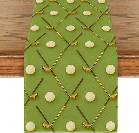 Artoid Mode Green Ball and Club Golf Table Runner, Sport Theme Kitchen Dining Table Decoration for Home Party 13x72 Inch in Saudi Arabia