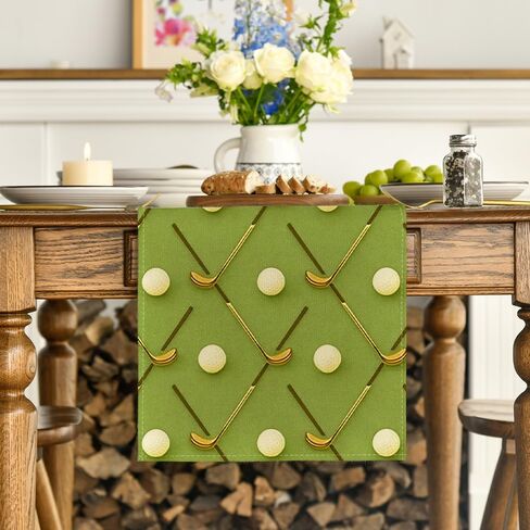 Artoid Mode Green Ball and Club Golf Table Runner, Sport Theme Kitchen Dining Table Decoration for Home Party 13x72 Inch in Saudi Arabia