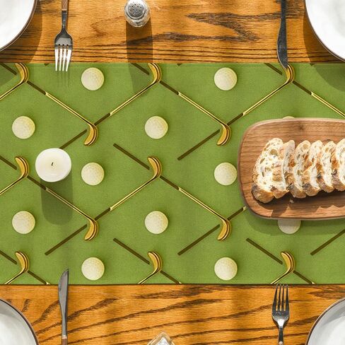 Artoid Mode Green Ball and Club Golf Table Runner, Sport Theme Kitchen Dining Table Decoration for Home Party 13x72 Inch in Saudi Arabia