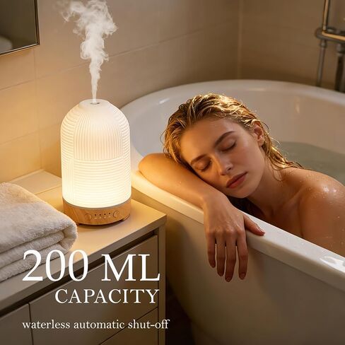 موزع روائح الزيوت العطرية 200 مل، ناشر سيراميك وعلاج عطري مع 9 ألوان، وقت 2 ساعة/4 ساعات/6 ساعات، جهاز توزيع الزيوت بالموجات فوق الصوتية، إيقاف تلقائي، موزع روائح الزيوت العطرية للمنزل وغرفة النوم والمكتب in Kuwait