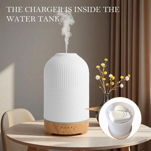 موزع روائح الزيوت العطرية 200 مل، ناشر سيراميك وعلاج عطري مع 9 ألوان، وقت 2 ساعة/4 ساعات/6 ساعات، جهاز توزيع الزيوت بالموجات فوق الصوتية، إيقاف تلقائي، موزع روائح الزيوت العطرية للمنزل وغرفة النوم والمكتب in Kuwait