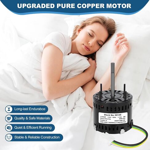 محرك مروحة العادم البديل المحسن 90145 متوافق مع 310145، 8 واط 115 فولت 60 هرتز، 950 دورة في الدقيقة CWSE - تشغيل هادئ لمروحة تهوية الحمام، أداء سلس وتصميم منخفض الضوضاء in Kuwait